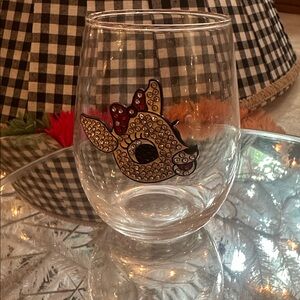 Rhinestone Jeweled Reindeer ~Clarice~ Beautiful Stemless Wine Glass.